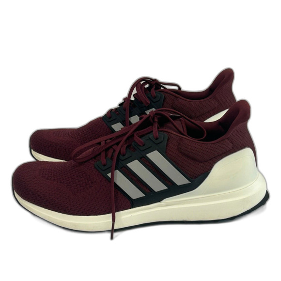 Adidas Running Sneakers Men’s Color Burgundy Maroon Knit Uppers Three Stripes - Picture 7 of 12